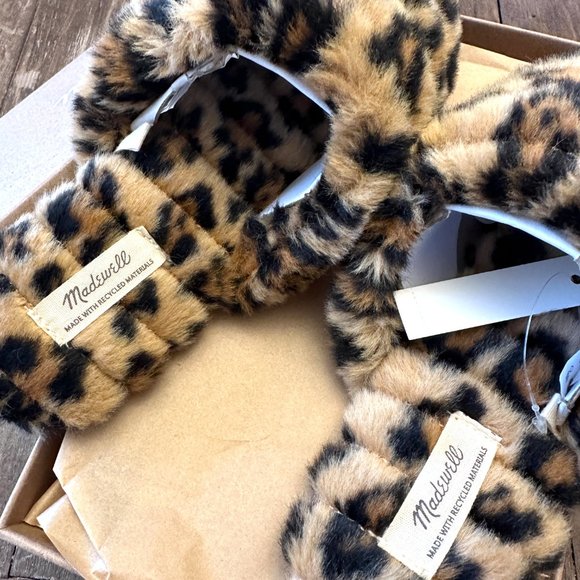 Madewell Women's NEW Quilted Scuff Slippers in Leopard Recycled Faux Fur… - Picture 4 of 7